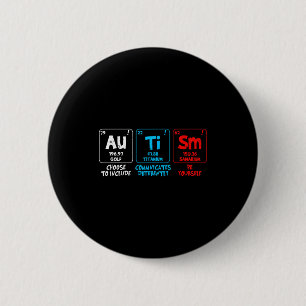 Autism awareness women men kids elements periodic 6 cm round badge