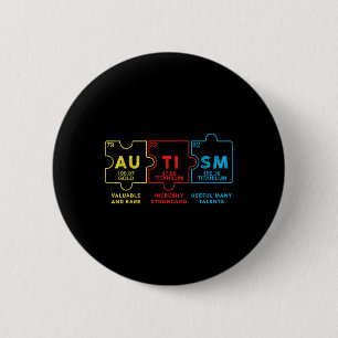 Autism Awareness Women Men Kids Elements Periodic  6 Cm Round Badge