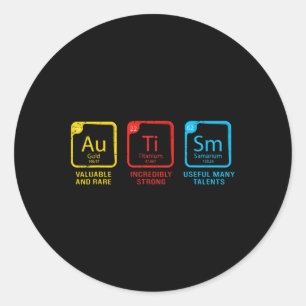 Autism Awareness Women Men Kids Elements Periodic Classic Round Sticker