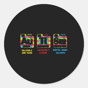 Autism Awareness Women Men Kids Elements Periodic Classic Round Sticker