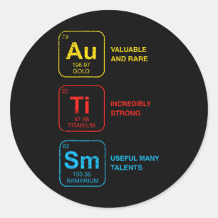 Autism Awareness Women Men Kids Elements Periodic Classic Round Sticker