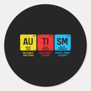 Autism Awareness Women Men Kids Elements Periodic Classic Round Sticker