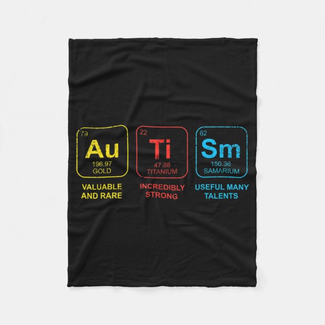 Autism Awareness Women Men Kids Elements Periodic  Fleece Blanket (Front)