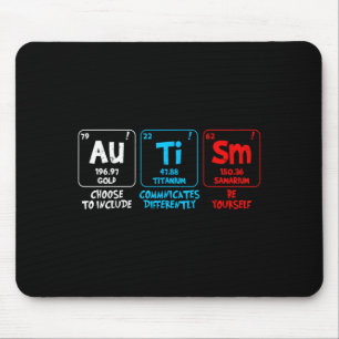 Autism awareness women men kids elements periodic mouse mat