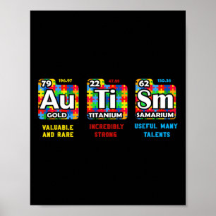 Autism Awareness Women Men Kids Elements Periodic Poster