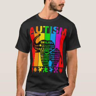 Autism Awareness Words Elephant Typography Autism T-Shirt