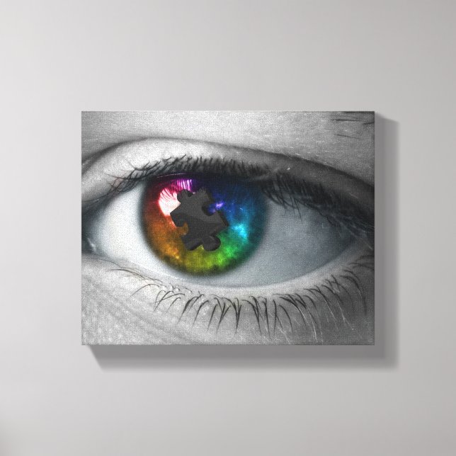 Autism Awareness Wrapped Canvas Multicolor Eye (Front)