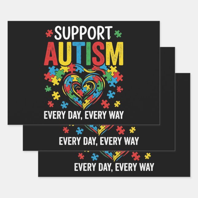 Autism awareness wrapping paper sheet (Set)