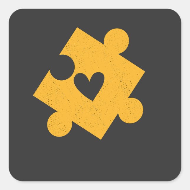 Autism Awareness yellow  Puzzle Piece Pocket Square Sticker (Front)