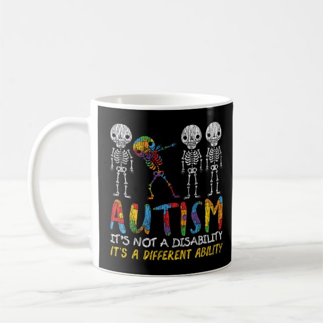 Autism Awerness - Skeleton Dabbing Autistic Kids A Coffee Mug (Left)
