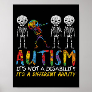 Autism Awerness - Skeleton Dabbing Autistic Kids A Poster