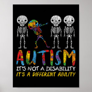 Autism Awerness - Skeleton Dabbing Autistic Kids A Poster
