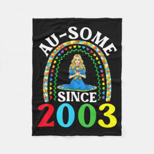 Autism Awesome Ausome Since 2003 Happy 23rd Birthd Fleece Blanket