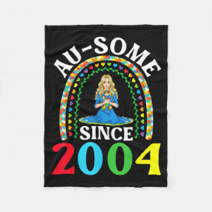 Autism Awesome Ausome Since 2004 Happy 22nd Birthd Fleece Blanket