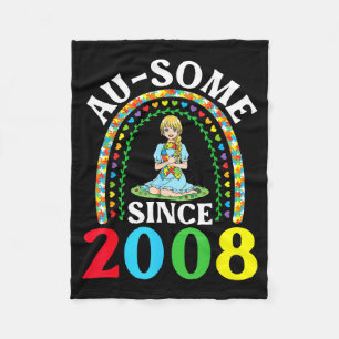 Autism Awesome Ausome Since 2008 Happy 18th Birthd Fleece Blanket