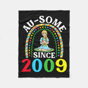 Autism Awesome Ausome Since 2009 Happy 17th Birthd Fleece Blanket