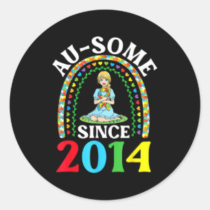 Autism Awesome Ausome Since 2014 Happy 12th Birthd Classic Round Sticker