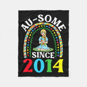 Autism Awesome Ausome Since 2014 Happy 12th Birthd Fleece Blanket