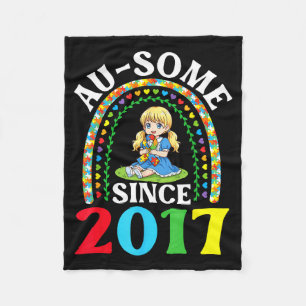 Autism Awesome Ausome Since 2017 Awareness 9th Bir Fleece Blanket