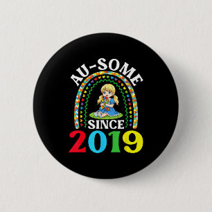 Autism Awesome Ausome Since 2019 Awareness 7th Bir 6 Cm Round Badge
