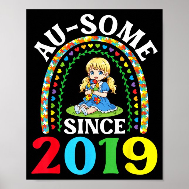 Autism Awesome Ausome Since 2019 Awareness 7th Bir Poster (Front)