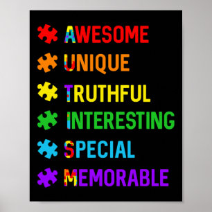 Autism Awesome Unique Special Autism Awareness Mon Poster