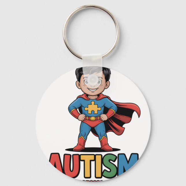 Autism Because Normal Is Boring Superhero Kid Auti Key Ring (Front)
