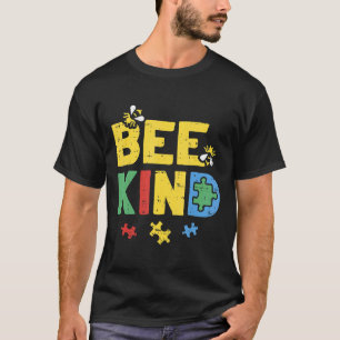 Autism-Bee Kind Autism Awareness Puzzle Autistic T-Shirt