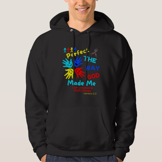 Autism Bible Gods Image Perfect God Made Me Unmask Hoodie (Front)