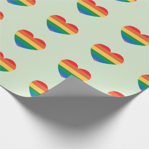 Autism Birthday Colourful Rainbow Hearts Seamless Wrapping Paper