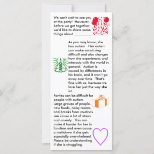 Autism Birthday Girl Flat Card