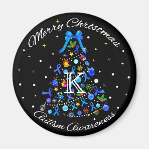 Autism Blue Christmas Tree Magnet