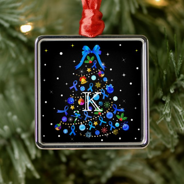 Autism Blue Christmas Tree Metal Tree Decoration (Tree)