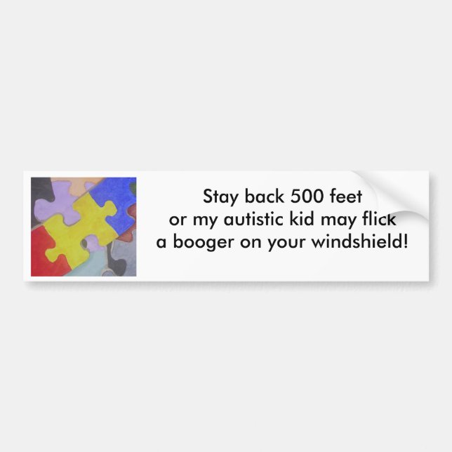 Autism Booger Bumper Sticker (Front)