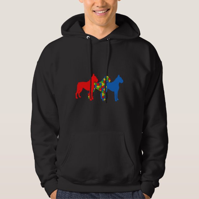 Autism Boxer Dog Autism Awareness Puppy Hoodie (Front)