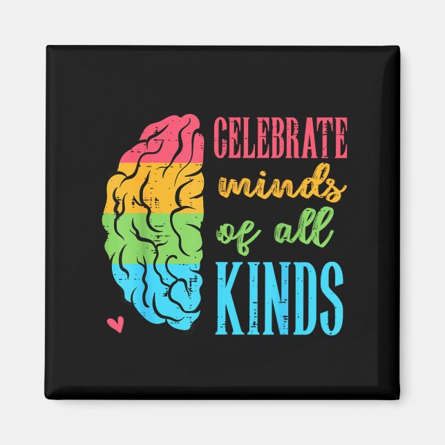 Autism Brain Celebrate Minds All Kinds Aware Men W Magnet (Front)