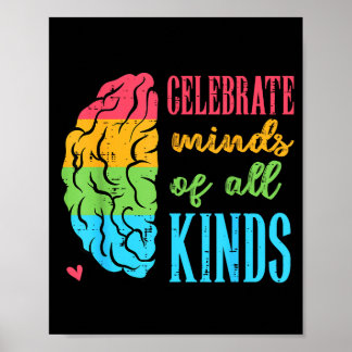 Autism Brain Celebrate Minds All Kinds Aware Men W Poster