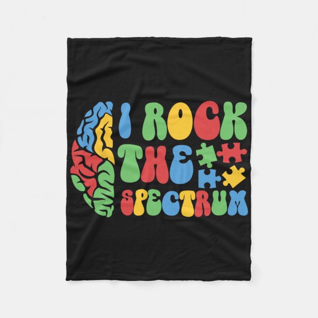 Autism Brain I Rock The Spectrum Awareness Boys Gi Fleece Blanket (Front)
