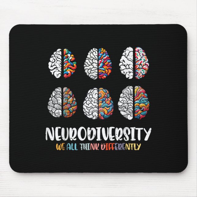 Autism Brain Neurodiversity ASD Awareness Men Mouse Mat (Front)