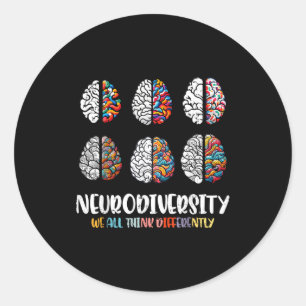 Autism brain neurodiversity asd awareness men wome classic round sticker