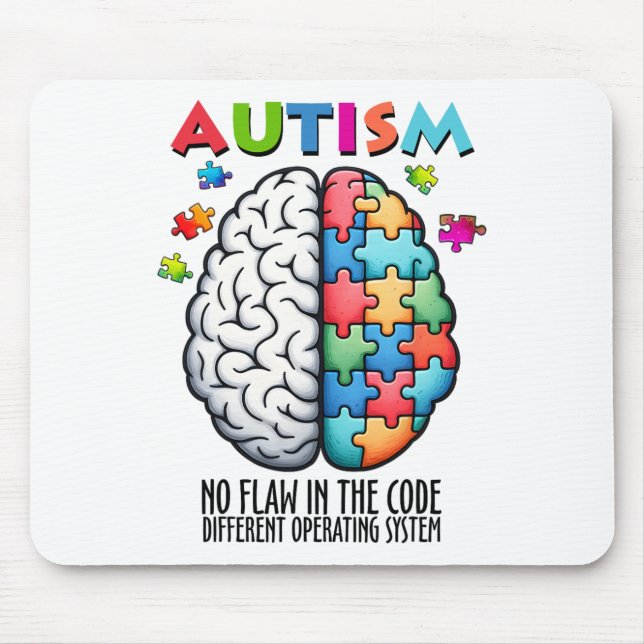 Autism Brain Puzzle No Flaw In The Code  Mouse Mat (Front)