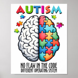 Autism Brain Puzzle No Flaw In The Code Poster