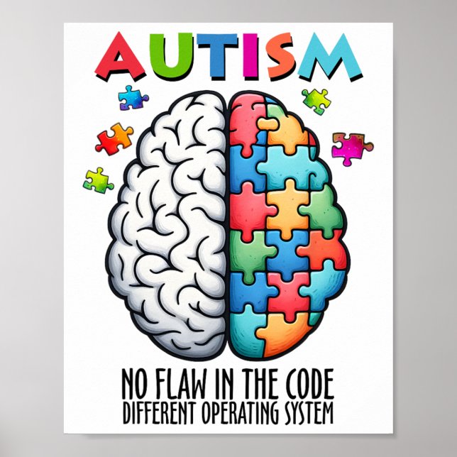 Autism Brain Puzzle No Flaw In The Code  Poster (Front)