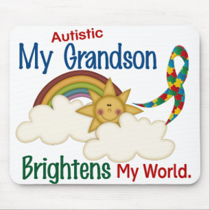 Autism BRIGHTENS MY WORLD 1 Grandson Mouse Mat