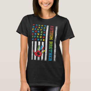Autism Brother American Flag Autism Awareness Ragl T-Shirt