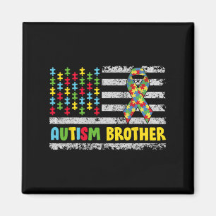 Autism Brother Autism Awareness Mum Dad Usa Flag G Magnet