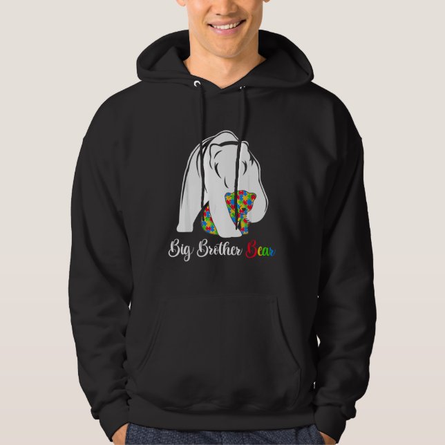 Autism Brother Big Brother Bear Autism Awareness Hoodie (Front)