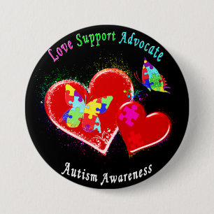 Autism Butterflies in Hearts 7.5 Cm Round Badge