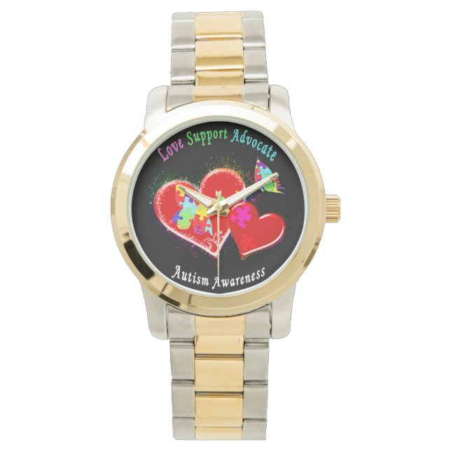 Autism Butterflies in Hearts Watch (Front)