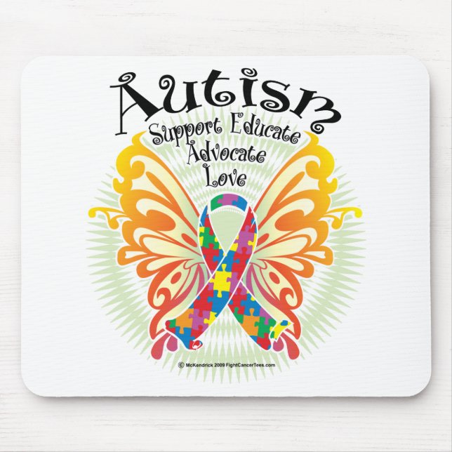 Autism Butterfly 3 Mouse Mat (Front)